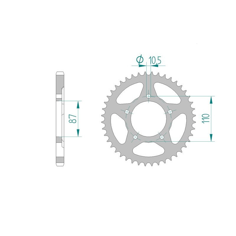 Kit chaine AFAM acier SUZUKI SV 650 N X,Y,K1,K2,K3,K4,K5,K6,K7,K8 pas 525 1999 à 2008