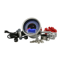 Compteur de vitesse KOSO D64 GP Style Universel chromé (260 km/h)