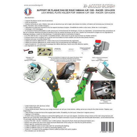 Support de plaque ACCESS DESIGN ''ras de roue''  noir Yamaha XJR1300