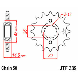 Pignon JT SPROCKETS acier standard 339 - 530 2