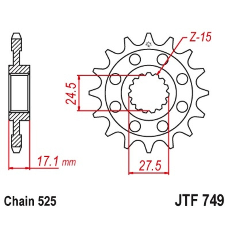 Pignon JT SPROCKETS acier standard 749 - 525