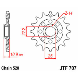 Pignon JT SPROCKETS acier standard 707 - 520 2
