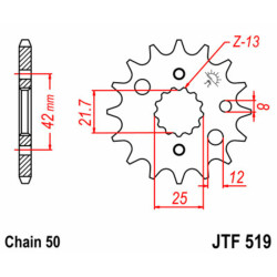 Pignon JT SPROCKETS acier standard 519 - 525 2