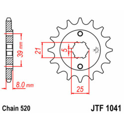 Pignon JT SPROCKETS acier standard 1041 - 520 2