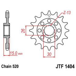 Pignon JT SPROCKETS acier standard 1404 - 520 2