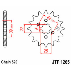 Pignon JT SPROCKETS acier standard 1265 - 520 2