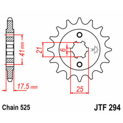 Pignon JT SPROCKETS acier standard 294 - 530 2