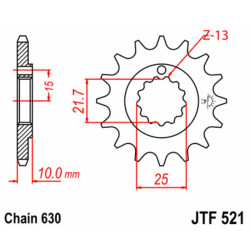 Pignon JT SPROCKETS acier standard 521 - 630 2