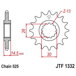 Pignon JT SPROCKETS acier standard 1332 - 525 2