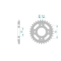 AFAM COURONNE ACIER au pas de 520 pour HONDA AFA10218