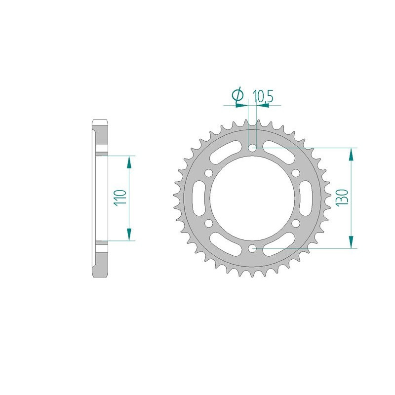AFAM COURONNE ACIER au pas de 530 pour KAWASAKI AFA16502