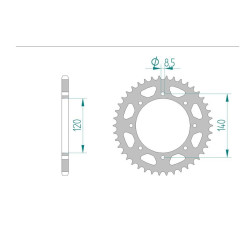 AFAM COURONNE ACIER au pas de 520 pour KAWASAKI AFA16600