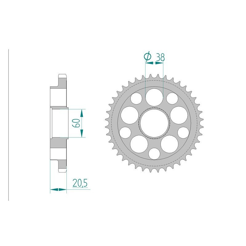 AFAM COURONNE ACIER au pas de 525 pour DUCATI AFA50605