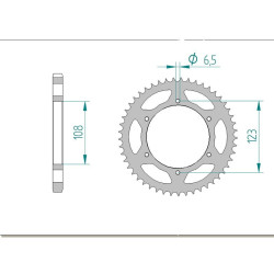AFAM COURONNE ACIER au pas de 428 pour DERBI AFA92217