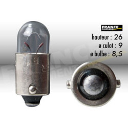 AMPOULE TEMOIN AVEC CULOT BA9S 12V3W