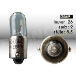 AMPOULE TEMOIN AVEC CULOT BA9S 6V4W
