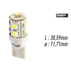 AMPOULE TEMOIN BLANCHE SANS CULOT W2,1x9,5D/W5W-T10 12V0.72W