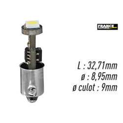 AMPOULE BLANCHE TYPE BA9S/T4W 12V0.72W