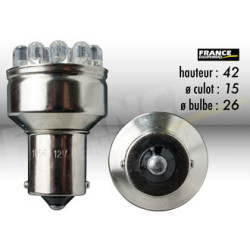 AMPOULE LED FEU STOP ET CLIGNOTANT BA15S 12 LEDS ROUGE