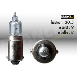 AMPOULE TEMOIN AVEC CULOT RING BA9S 12V20W