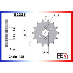 CRF.125 '15/22 Grandes Roues 13X49 RK428MXZ * 2