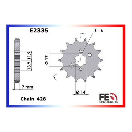 CRF.125 '15/22 Grandes Roues 13X49 RK428FEX
