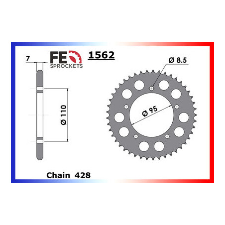 125.ELEFANT '84/88 16X45 RK428MXZ 125.ALETTA ROSSA '83/87