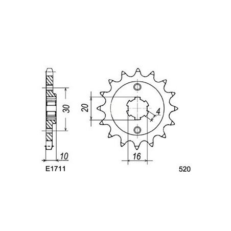 125.PLANET '98/02 14X43 RK520MXZ  Roues 5 Bâtons