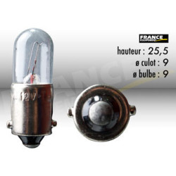 AMPOULE TEMOIN AVEC CULOT RING BA9S 12V4W