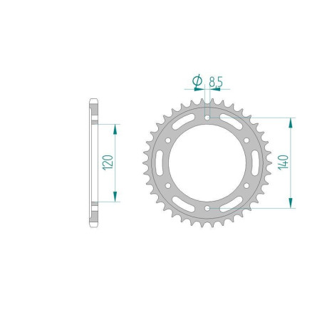 Kit chaine DID  ACIER HONDA XL 250 R   E,F,G,H MD11 1984 à 1987
