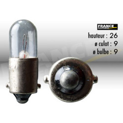 AMPOULE TEMOIN AVEC CULOT BA9S 6V4W