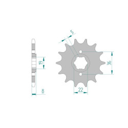 Pignon AFAM pour moto au pas de 520