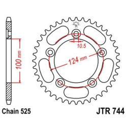 Couronne JT SPROCKETS acier standard 744 - 525 2