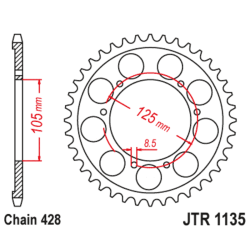 Couronne JT SPROCKETS acier standard 1135 - 428 2