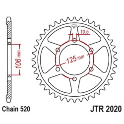 Couronne JT SPROCKETS acier standard 2020 - 520 2