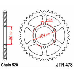 Couronne JT SPROCKETS acier standard 478 - 520 2