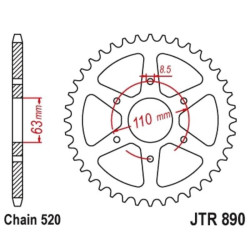 Couronne JT SPROCKETS acier standard 890 - 520 2