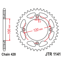 Couronne JT SPROCKETS acier standard 1141 - 420 2