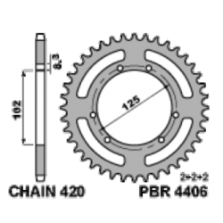 Couronne PBR acier standard 4406 - 420 2