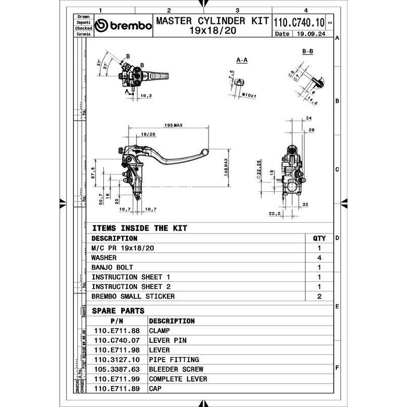 Maître-cylindre BREMBO UPGRADE 19RCS Corsa Corta Radial