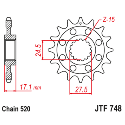 Pignon JT SPROCKETS acier anti-bruit 748 - 520 2