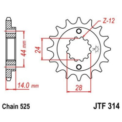 Pignon JT SPROCKETS acier anti-bruit 314 - 525 2