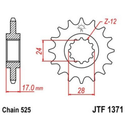 Pignon JT SPROCKETS acier anti-bruit 1371 - 525 2