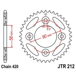 Couronne JT SPROCKETS acier standard 212 - 420