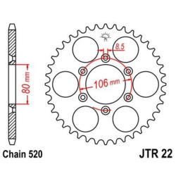 Couronne JT SPROCKETS acier standard 22 - 520 2