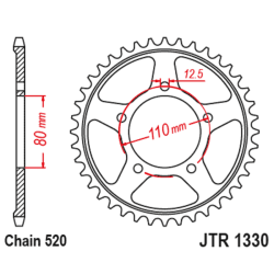 Couronne JT SPROCKETS acier standard 1330 - 520 2