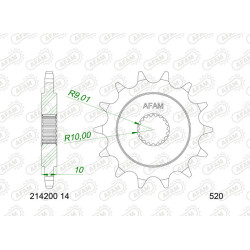 Pignon AFAM acier standard 214200 - 520 2