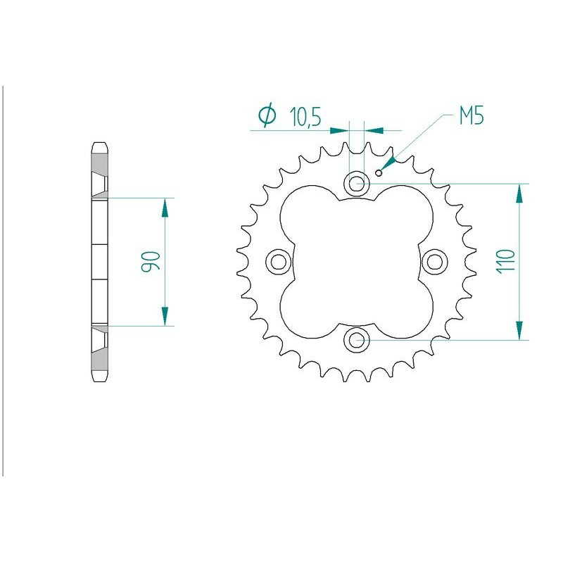 Kit chaine AFAM acier ADLY 300 THUNDERBIKE pas 520 2004 à 2005