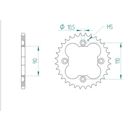 Kit chaine AFAM acier ADLY 300 THUNDERBIKE pas 520 2004 à 2005