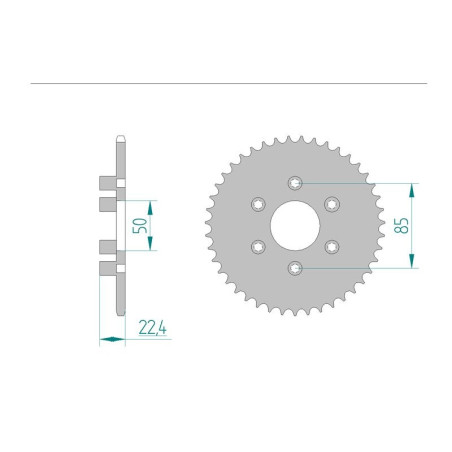 Kit chaine AFAM acier APRILIA CLASSIC 50 pas 415 1992 à 1999